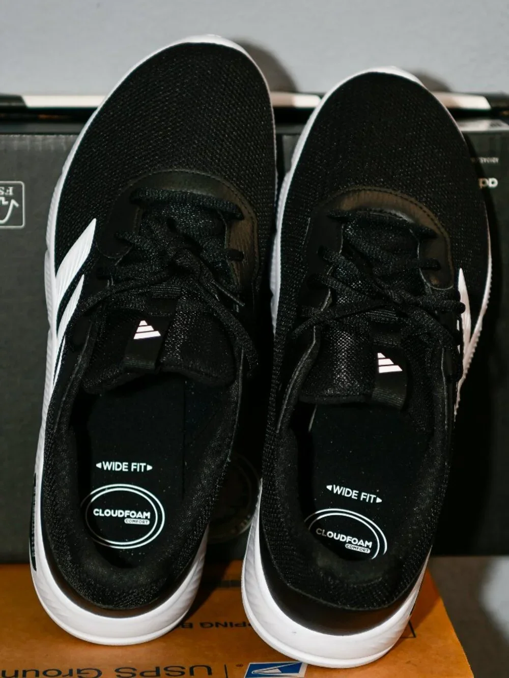 Men's Cloudfoam Flex Sneaker,adidas, bLACK/wHITE STRIPES